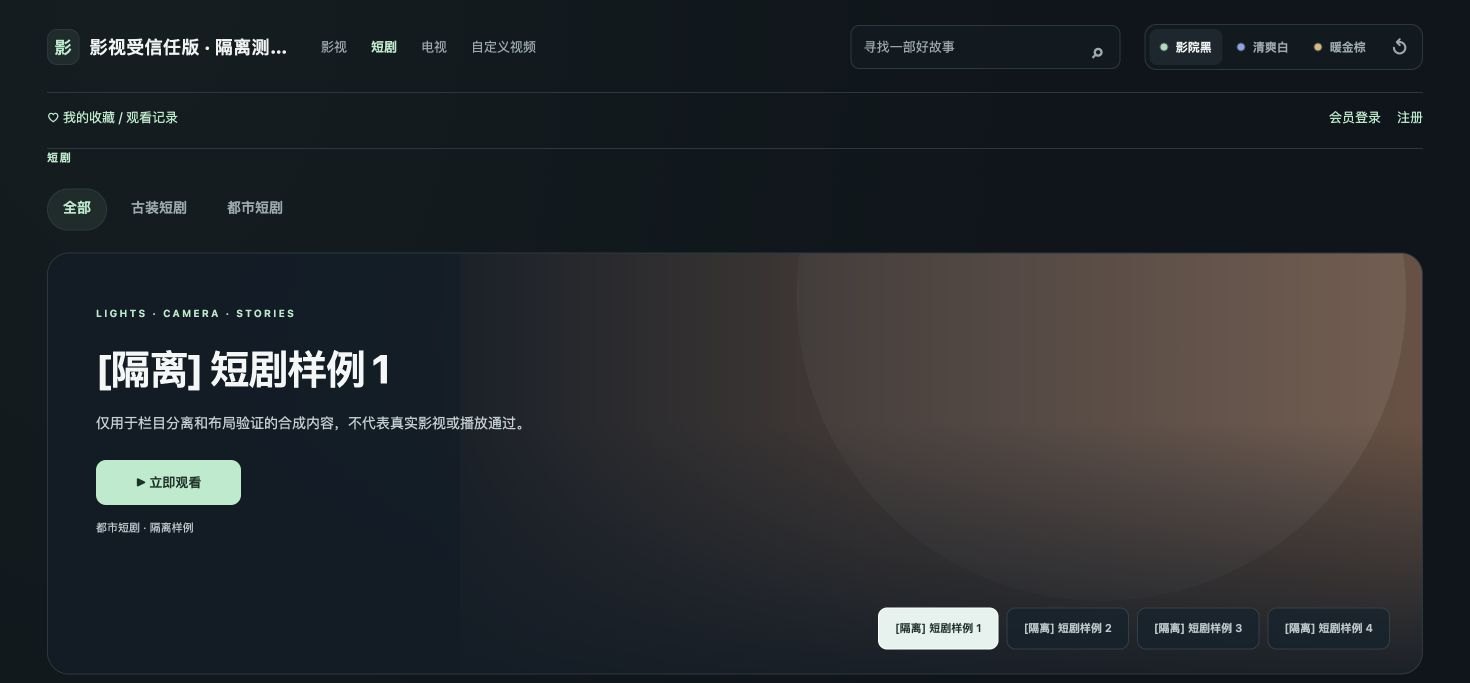 图 6 前台复用站点品牌和会员入口，并保留三种换肤。图中内容为演示样例。