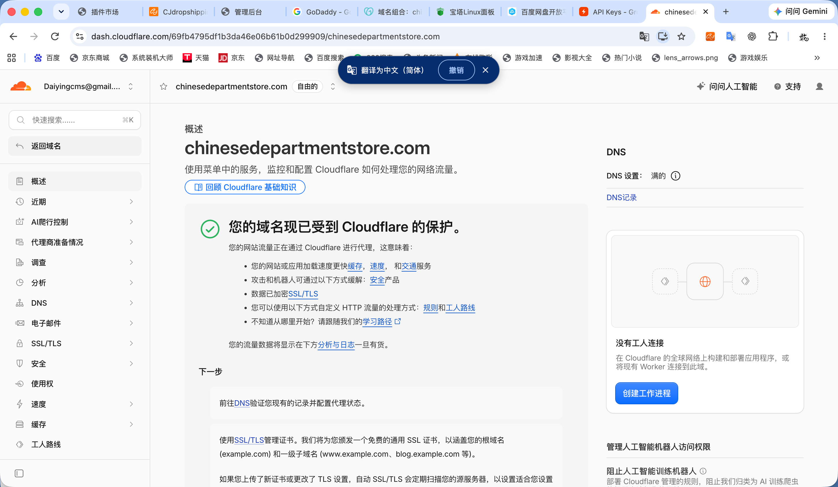图 16：Cloudflare 已接管测试域名 DNS